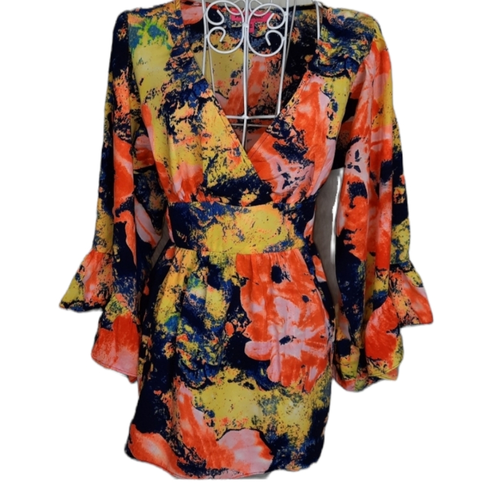 Betsey Johnson Bold Floral Boho Tunic SZ Small